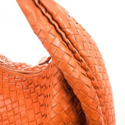 Pre Owned Bottega Veneta Orange Intrecciato Large Hobo
