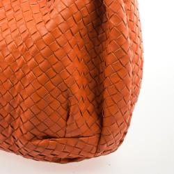 Pre Owned Bottega Veneta Orange Intrecciato Large Hobo