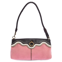 Pre Owned Bottega Veneta Multicolor Canvas and Leathe Pochette Bag