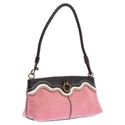 Pre Owned Bottega Veneta Multicolor Canvas and Leathe Pochette Bag