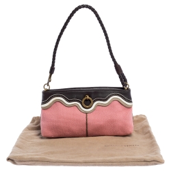 Pre Owned Bottega Veneta Multicolor Canvas and Leathe Pochette Bag