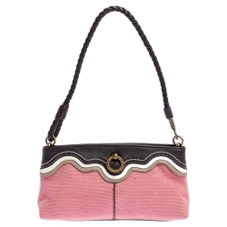 Pre Owned Bottega Veneta Multicolor Canvas and Leathe Pochette Bag