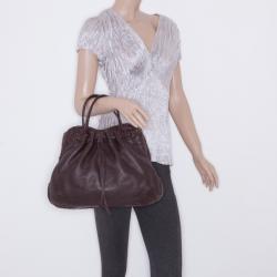 Pre Owned Bottega Veneta Brown Dome Drawstring Bag