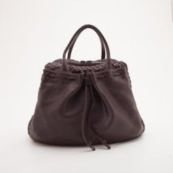 Pre Owned Bottega Veneta Brown Dome Drawstring Bag