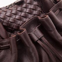Pre Owned Bottega Veneta Brown Dome Drawstring Bag