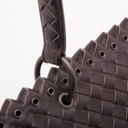 Pre Owned Bottega Veneta Brown Leather Woven Flap Satchel