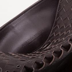 Pre Owned Bottega Veneta Brown Leather Woven Flap Satchel