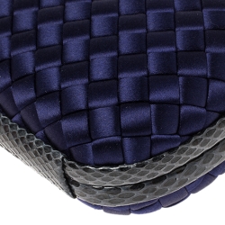 Pre Owned Bottega Veneta Purple/Blue Satin and Snakeskin Trim Knot Clutch