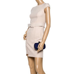 Pre Owned Bottega Veneta Purple/Blue Satin and Snakeskin Trim Knot Clutch