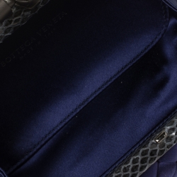 Pre Owned Bottega Veneta Purple/Blue Satin and Snakeskin Trim Knot Clutch