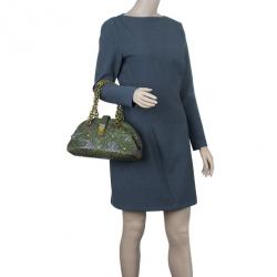 Bottega Veneta Green and Purple Intrecciato Leather Bowling Bag
