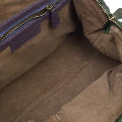 Bottega Veneta Green and Purple Intrecciato Leather Bowling Bag