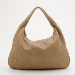 Pre Owned Bottega Veneta Caramel Two Tone Veneta Medium Hobo