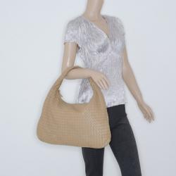 Pre Owned Bottega Veneta Caramel Two Tone Veneta Medium Hobo