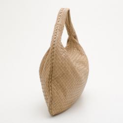 Pre Owned Bottega Veneta Caramel Two Tone Veneta Medium Hobo