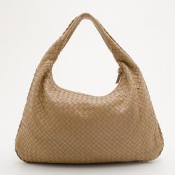 Pre Owned Bottega Veneta Caramel Two Tone Veneta Medium Hobo