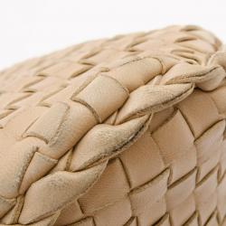 Pre Owned Bottega Veneta Caramel Two Tone Veneta Medium Hobo