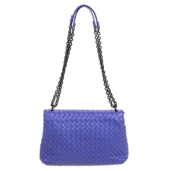 Pre Owned Bottega Veneta Light Purple Intrecciato Leather Small Olimpia Shoulder Bag