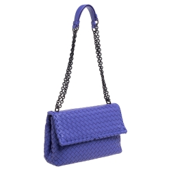 Pre Owned Bottega Veneta Light Purple Intrecciato Leather Small Olimpia Shoulder Bag