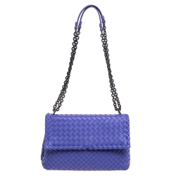 Pre Owned Bottega Veneta Light Purple Intrecciato Leather Small Olimpia Shoulder Bag