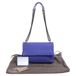 Pre Owned Bottega Veneta Light Purple Intrecciato Leather Small Olimpia Shoulder Bag