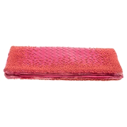 Pre Owned Bottega Veneta Pink Intrecciato Embroidered Leather Clutch