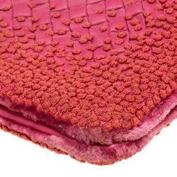 Pre Owned Bottega Veneta Pink Intrecciato Embroidered Leather Clutch