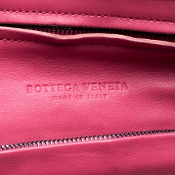 Pre Owned Bottega Veneta Pink Intrecciato Embroidered Leather Clutch