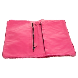 Pre Owned Bottega Veneta Pink Intrecciato Embroidered Leather Clutch