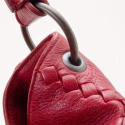 Pre Owned Bottega Veneta Red Washed Cervo Leather Hobo