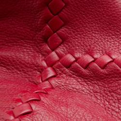 Pre Owned Bottega Veneta Red Washed Cervo Leather Hobo