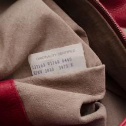 Pre Owned Bottega Veneta Red Washed Cervo Leather Hobo