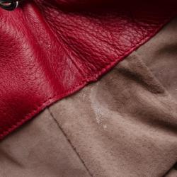 Pre Owned Bottega Veneta Red Washed Cervo Leather Hobo