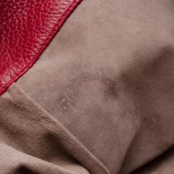Pre Owned Bottega Veneta Red Washed Cervo Leather Hobo