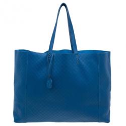 Bottega Veneta Blue Fraise Intrecciato-Mirage Large Tote