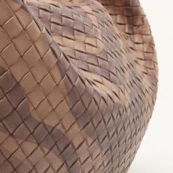 Pre Owned Bottega Veneta Zebra Stripe Large Veneta Woven Hobo 
