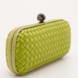 Green Knot Intrecciato-leather clutch bag