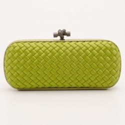 Pre Owned Bottega Veneta Green Knot Intrecciato Woven Clutch