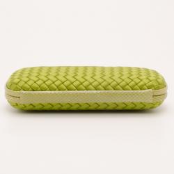 Pre Owned Bottega Veneta Green Knot Intrecciato Woven Clutch