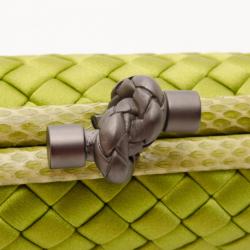 Pre Owned Bottega Veneta Green Knot Intrecciato Woven Clutch