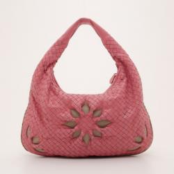 Pre Owned Bottega Veneta Pink Woven Flower Hobo