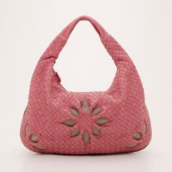 Pre Owned Bottega Veneta Pink Woven Flower Hobo
