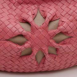 Pre Owned Bottega Veneta Pink Woven Flower Hobo