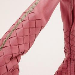 Pre Owned Bottega Veneta Pink Woven Flower Hobo