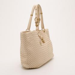 Pre Owned Bottega Veneta Ivory Intrecciato Woven Tote