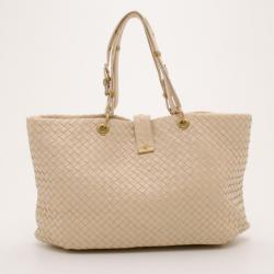 Pre Owned Bottega Veneta Ivory Intrecciato Woven Tote
