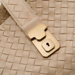 Pre Owned Bottega Veneta Ivory Intrecciato Woven Tote