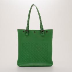 Pre Owned Bottega Veneta Esperanza Intrecciato Shiny Calf Aquatre Bag 