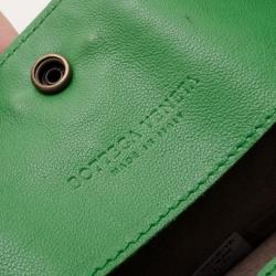 Pre Owned Bottega Veneta Esperanza Intrecciato Shiny Calf Aquatre Bag 