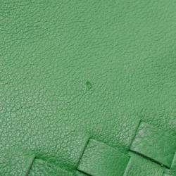 Pre Owned Bottega Veneta Esperanza Intrecciato Shiny Calf Aquatre Bag 